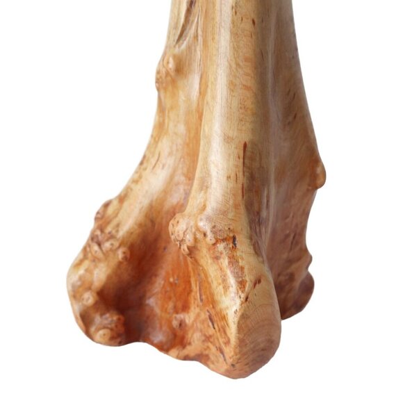 Hand-Carved Burl Wood Decorative Vase - Unique Tall Design - Picture 5 of 7